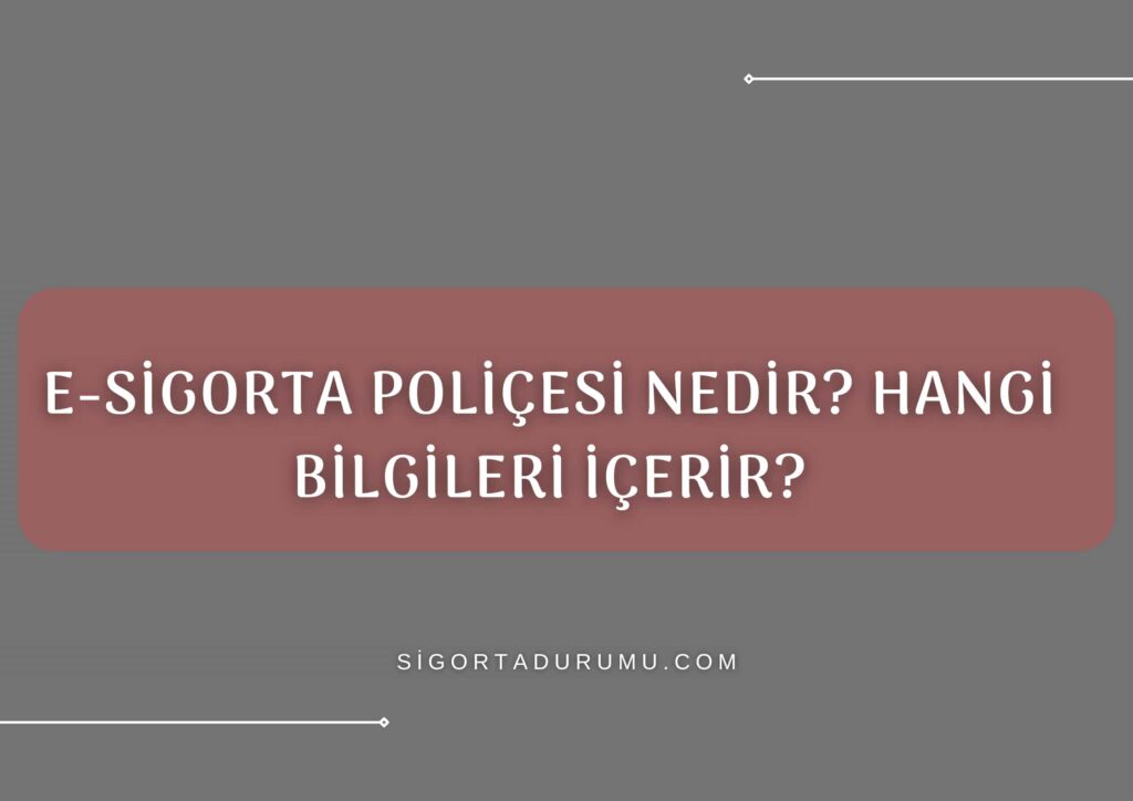 E-Sigorta Poliçesi Nedir? Hangi Bilgileri İçerir?